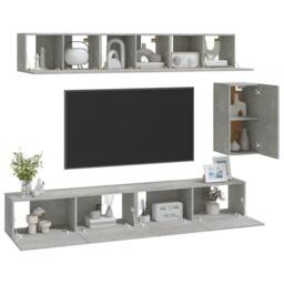 Berkfield Home Classic 6 Piece TV Cabinet Set Concrete Grey Engineered Wood - thumbnail 1
