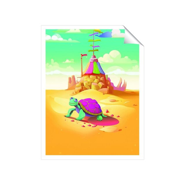 "Warren Reed - Designer Turtle On A Beach Holiday Unframed Art Print - Size: W8"" x H10""" - image 1