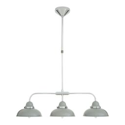 Orsina Grey Chrome Pendant Light With 3 Stainless Steel Shades, Vintage Industrial Ceiling Light For Kitchen Island