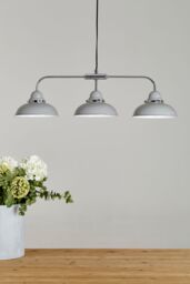 Orsina Grey Chrome Pendant Light With 3 Stainless Steel Shades, Vintage Industrial Ceiling Light For Kitchen Island - thumbnail 2