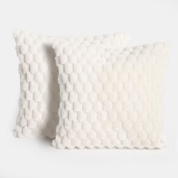 OHS 2 Pack Waffle Faux Fur Cushion Covers - 45 x 45cm in Cream - Size: 45 cm x 45 cm - thumbnail 4
