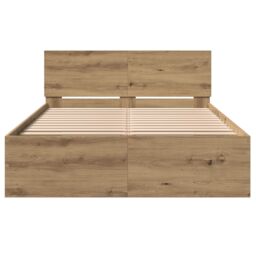 Berkfield Home Bed Frame with Headboard Artisan Oak 120 x 190 cm in Brown - thumbnail 6