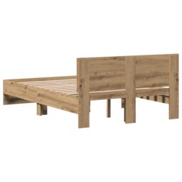 Berkfield Home Bed Frame with Headboard Artisan Oak 120 x 190 cm in Brown - thumbnail 8