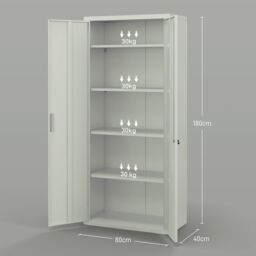 HOMCOM Office Cupboard Metal Storage Cabinet with Adjustable Shelves in White - thumbnail 3