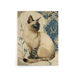 "Artery8 Siamese Cat Floral Art Nouveau Canvas Wall Art Print - Size: W18"" x H24""" - thumbnail 1