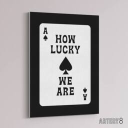 "Artery8 How Lucky We Are Ace Of Spades Card Design Canvas Wall Art Print in White - Size: W12"" x H16""" - thumbnail 2