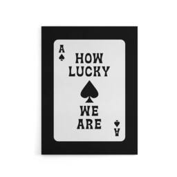 "Artery8 How Lucky We Are Ace Of Spades Card Design Canvas Wall Art Print in White - Size: W12"" x H16""" - thumbnail 1