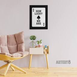 "Artery8 How Lucky We Are Ace Of Spades Card Design Canvas Wall Art Print in White - Size: W12"" x H16""" - thumbnail 3