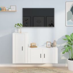 Berkfield Home 2 Piece TV Cabinet Set White Engineered Wood - thumbnail 1