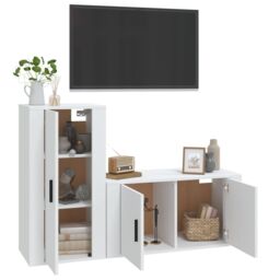 Berkfield Home 2 Piece TV Cabinet Set White Engineered Wood - thumbnail 3