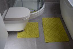 Rapport Home Kyra 2 Piece Bathroom Cotton Mat & Pedestal Set in Yellow - thumbnail 1