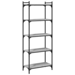 Berkfield Home Decorative Bookcase 5-Tier Grey Sonoma 60x30x154 cm Engineered Wood - Size: 60 x 30 x 154 cm - thumbnail 6