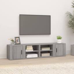 Berkfield Home TV Cabinets 2 pcs Grey Sonoma 80x31.5x36 cm Engineered Wood - thumbnail 2