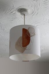 Benjamin Tate Design terracotta orange blush pink ivory beige watercolor illustration & gold elements ceiling lamp shade in Natural