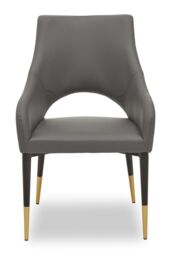Orsina Gilden Grey Leather Effect Dining Chair with Gold Tip Legs - thumbnail 2