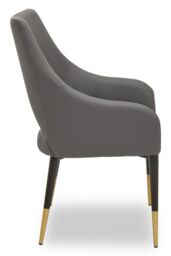Orsina Gilden Grey Leather Effect Dining Chair with Gold Tip Legs - thumbnail 3