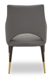 Orsina Gilden Grey Leather Effect Dining Chair with Gold Tip Legs - thumbnail 4