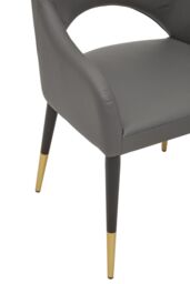 Orsina Gilden Grey Leather Effect Dining Chair with Gold Tip Legs - thumbnail 6
