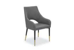 Orsina Gilden Grey Leather Effect Dining Chair with Gold Tip Legs - thumbnail 7