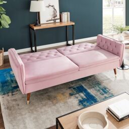 Bravich LTD Victoria Sofa Bed 3 Seater Velvet Click Clack in Pink - thumbnail 2
