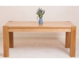 Thats Furniture Kuba 180 x 90 cm Chunky Oak Dining Table & 6 Lola Fabric Chairs in Beige - thumbnail 4