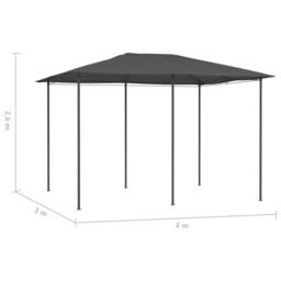 Berkfield Home Gazebo 3x4x2.6 m Anthracite 160 g/m ² in Black - thumbnail 4