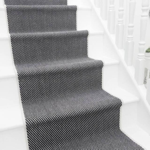runrug Stair Runner Carpet - Reversible & Durable, 2mm - 'Coastal' in Black - Size: 60 cm x 660 cm - image 1