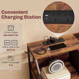 HOMCOM Fabric Chest of Drawers w/ Charging Station for Bedroom Rustic Brown - thumbnail 4