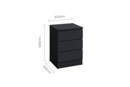Birlea Oslo 3 Drawer Bedside Grey in Black - thumbnail 6