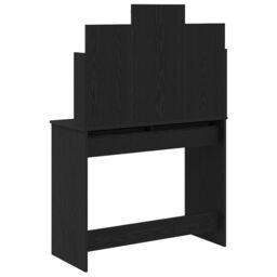 Berkfield Home Dressing Table with LED Lights Black Oak 96x40x142 cm - Size: 96 x 40 x 142 cm - thumbnail 6