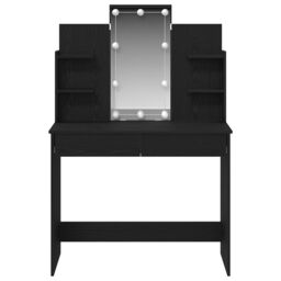 Berkfield Home Dressing Table with LED Lights Black Oak 96x40x142 cm - Size: 96 x 40 x 142 cm - thumbnail 7