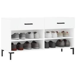 Berkfield Home Shoe Bench White 102x35x55 cm Engineered Wood - Size: 102 x 35 x 55 cm - thumbnail 3