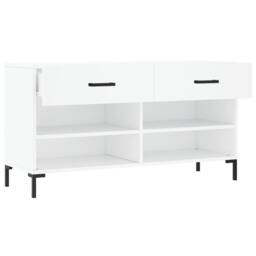Berkfield Home Shoe Bench White 102x35x55 cm Engineered Wood - Size: 102 x 35 x 55 cm - thumbnail 5