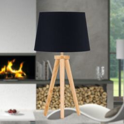 First Choice Lighting Voyage - Light Oak Table Lamp or Bedside Light with Black Shade in Brown - thumbnail 4