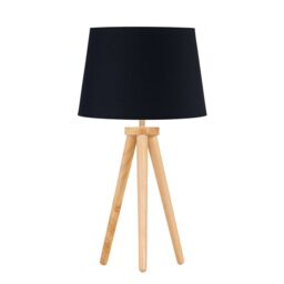 First Choice Lighting Voyage - Light Oak Table Lamp or Bedside Light with Black Shade in Brown