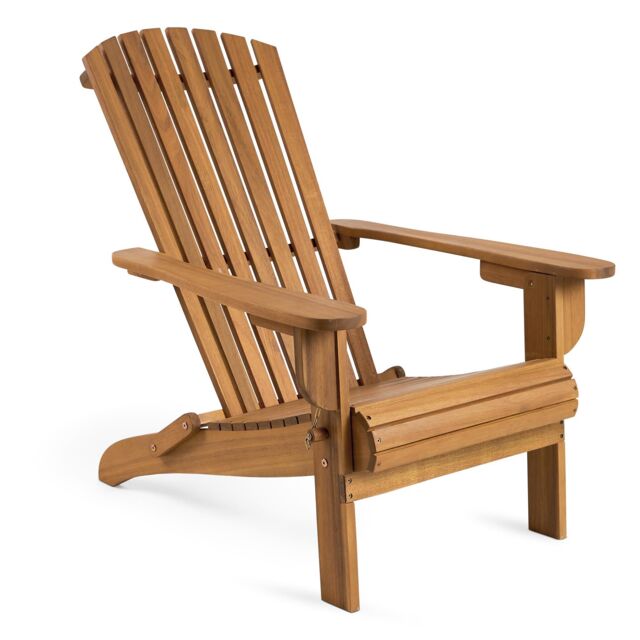 VonHaus Hudson Acacia Wooden Folding Adirondack Garden Chair in Natural - image 1