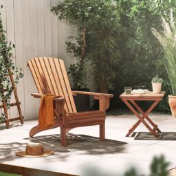 VonHaus Hudson Acacia Wooden Folding Adirondack Garden Chair in Natural - thumbnail 2