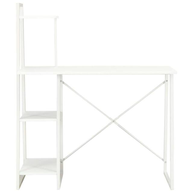Berkfield Home Desk with Shelving Unit White 102x50x117 cm - Size: 102 x 50 x 117 cm - image 1