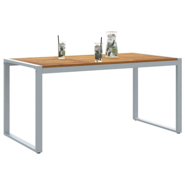 Berkfield Home Outdoor Dining Table Grey 160x80x75 cm Steel&Solid Wood Acacia - Size: 160 x 80 x 75 cm - image 1