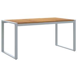 Berkfield Home Outdoor Dining Table Grey 160x80x75 cm Steel&Solid Wood Acacia - Size: 160 x 80 x 75 cm - thumbnail 3