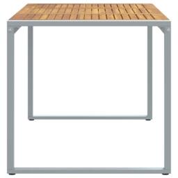 Berkfield Home Outdoor Dining Table Grey 160x80x75 cm Steel&Solid Wood Acacia - Size: 160 x 80 x 75 cm - thumbnail 6