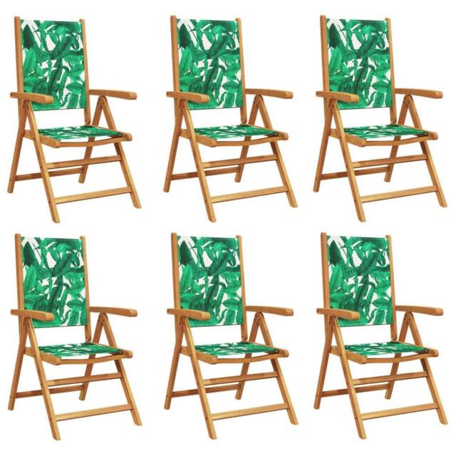 Berkfield Home Reclining Garden Chairs 6 pcs Green Fabric & Solid Wood - image 1