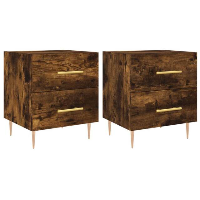 Berkfield Home Bedside Cabinets 2 pcs Smoked Oak 40x35x47.5 cm Engineered Wood in Brown - image 1