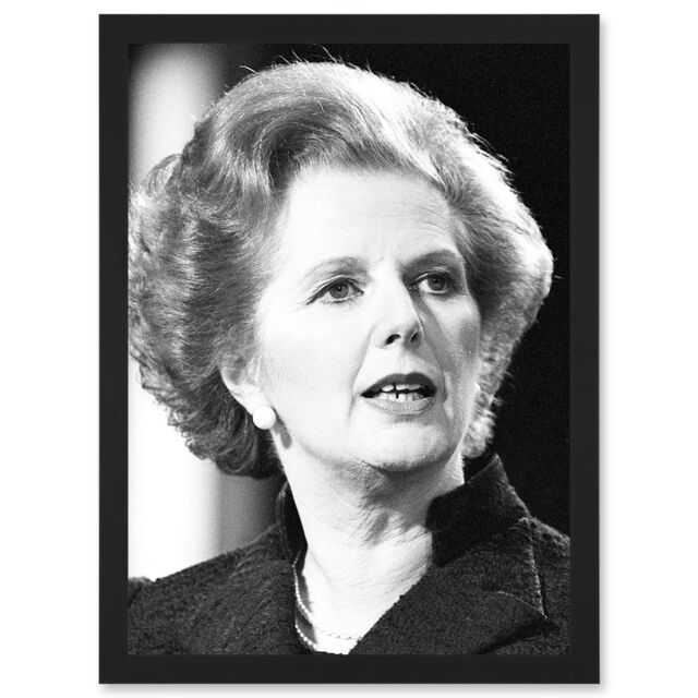 Artery8 Photo Portrait Margaret Thatcher Prime Minister Britain UK Artwork Framed Wall Art Print A4 in Black - image 1