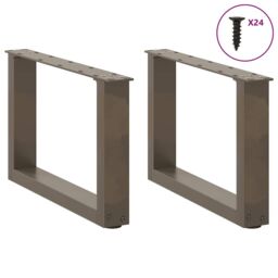 Berkfield Home Coffee Table Legs U-Shaped 2 pcs Natural Steel 50x(30-31) cm Steel in Brown - thumbnail 3