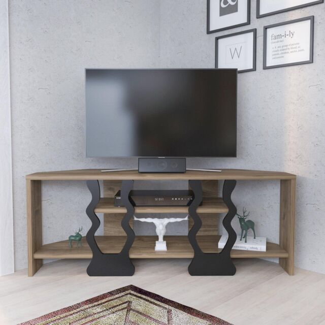 Decorotika Firal Corner TV Stand TV Unit for TVs up to 45 inch in Brown - image 1