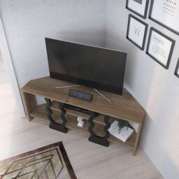 Decorotika Firal Corner TV Stand TV Unit for TVs up to 45 inch in Brown - thumbnail 3
