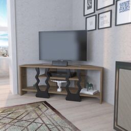 Decorotika Firal Corner TV Stand TV Unit for TVs up to 45 inch in Brown - thumbnail 2