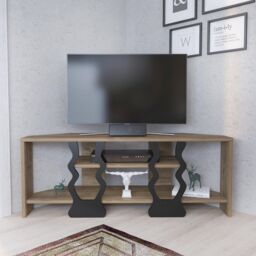 Decorotika Firal Corner TV Stand TV Unit for TVs up to 45 inch in Brown - thumbnail 1