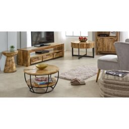 IH Design Bratton Mango Wooden & Metal Coffee Table With Shelf in Brown - thumbnail 3